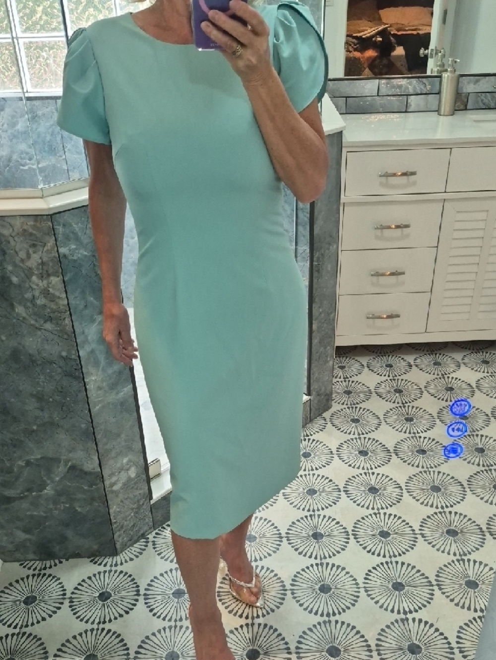 Antonio Melani Mint Sheath W/Tulip Cap Sleeves